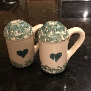 Green and Cream Salt and Pepper shakers